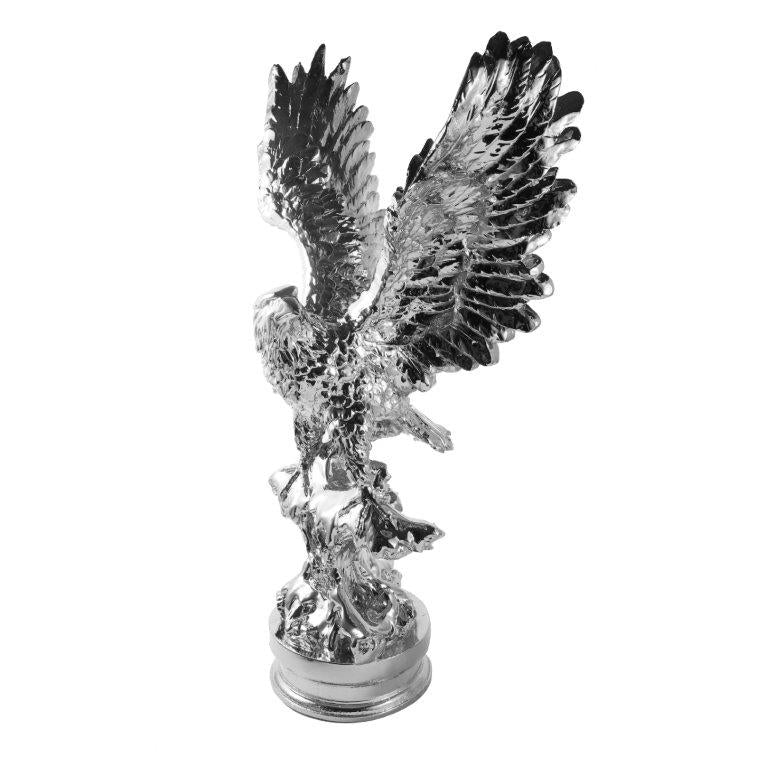 Silver Sculpture Statue Resin Figurine Eagle H 72 cm