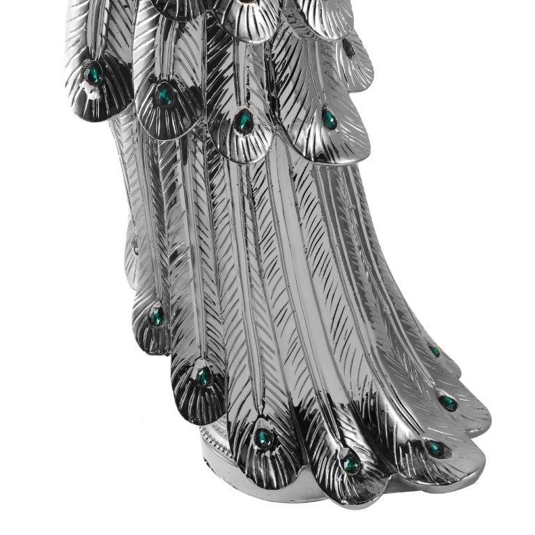 White & Silver Sculpture Statue Resin Figurine Peacock 40*30*120 cm