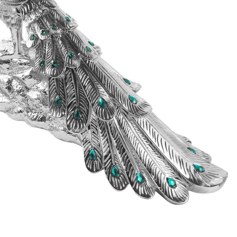 White & Silver Sculpture Statue Resin Figurine Peacock 80*24*59 cm