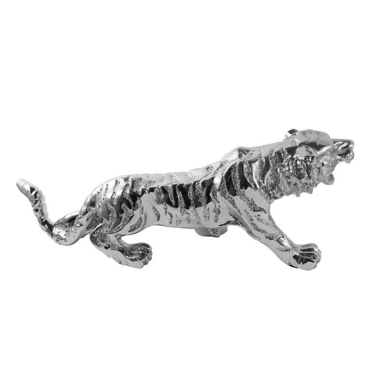 Silver Sculpture Statue Resin Figurine Tiger 78*20*28 cm
