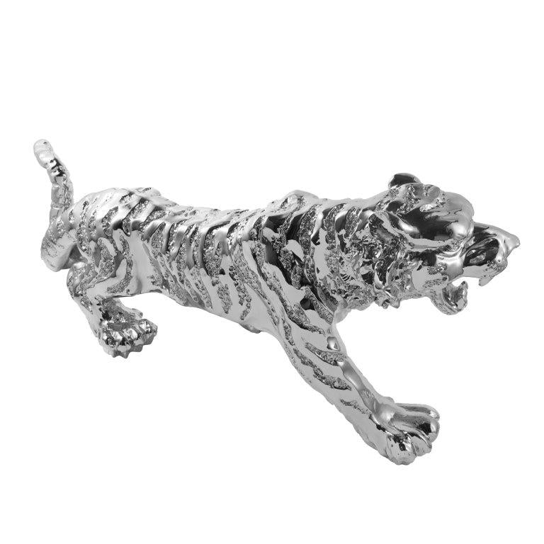 Silver Sculpture Statue Resin Figurine Tiger 55*15*18 cm