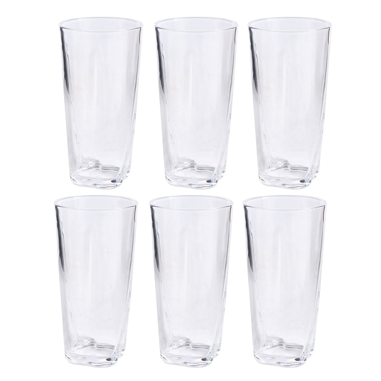 Set of 6 clear tall drinking glasses, 315 ml each