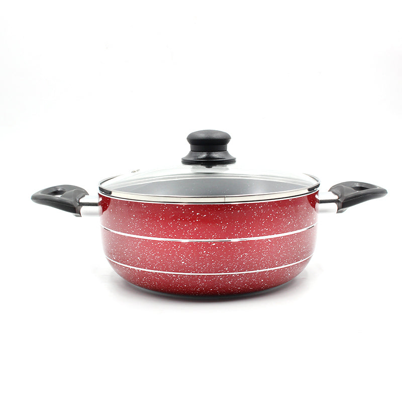 Casserole Maroon Marble Coating Non Stick 22cm 3.5mm