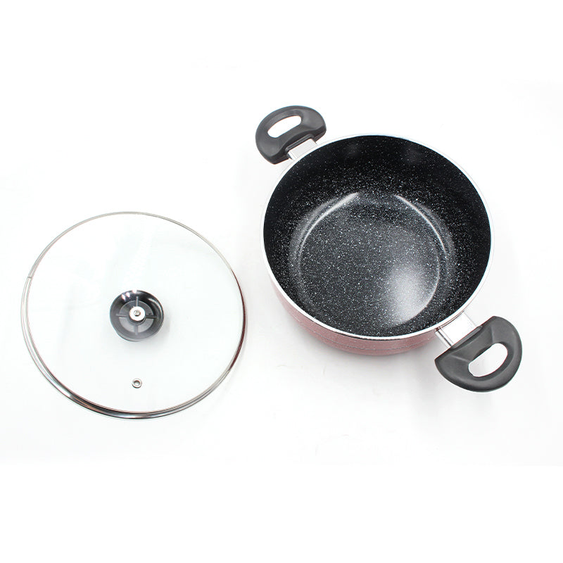 Casserole Maroon Marble Coating Non Stick 26cm 3.5mm