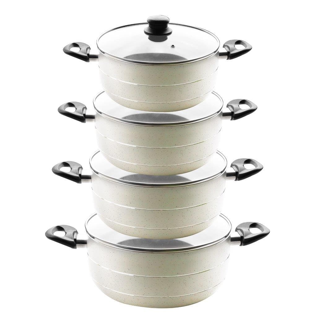 Casserole Beige Marble Coating Non Stick 4 Pcs Set 22cm 24cm 26cm 30cm 3.5mm (Must select an Option for Sizes or Set)