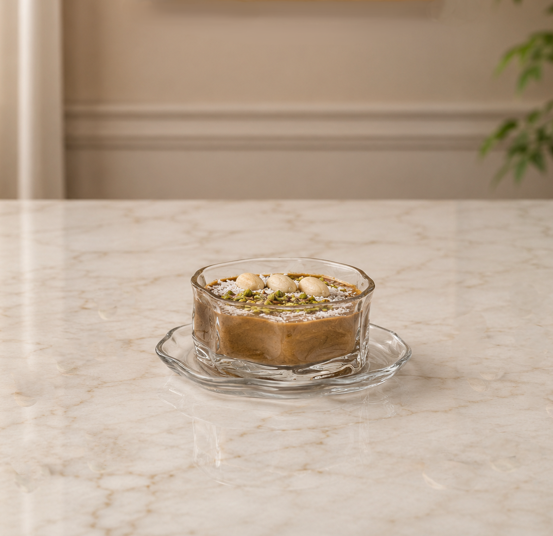 Clear Smooth Glass Cup & Saucer- 6 pcs