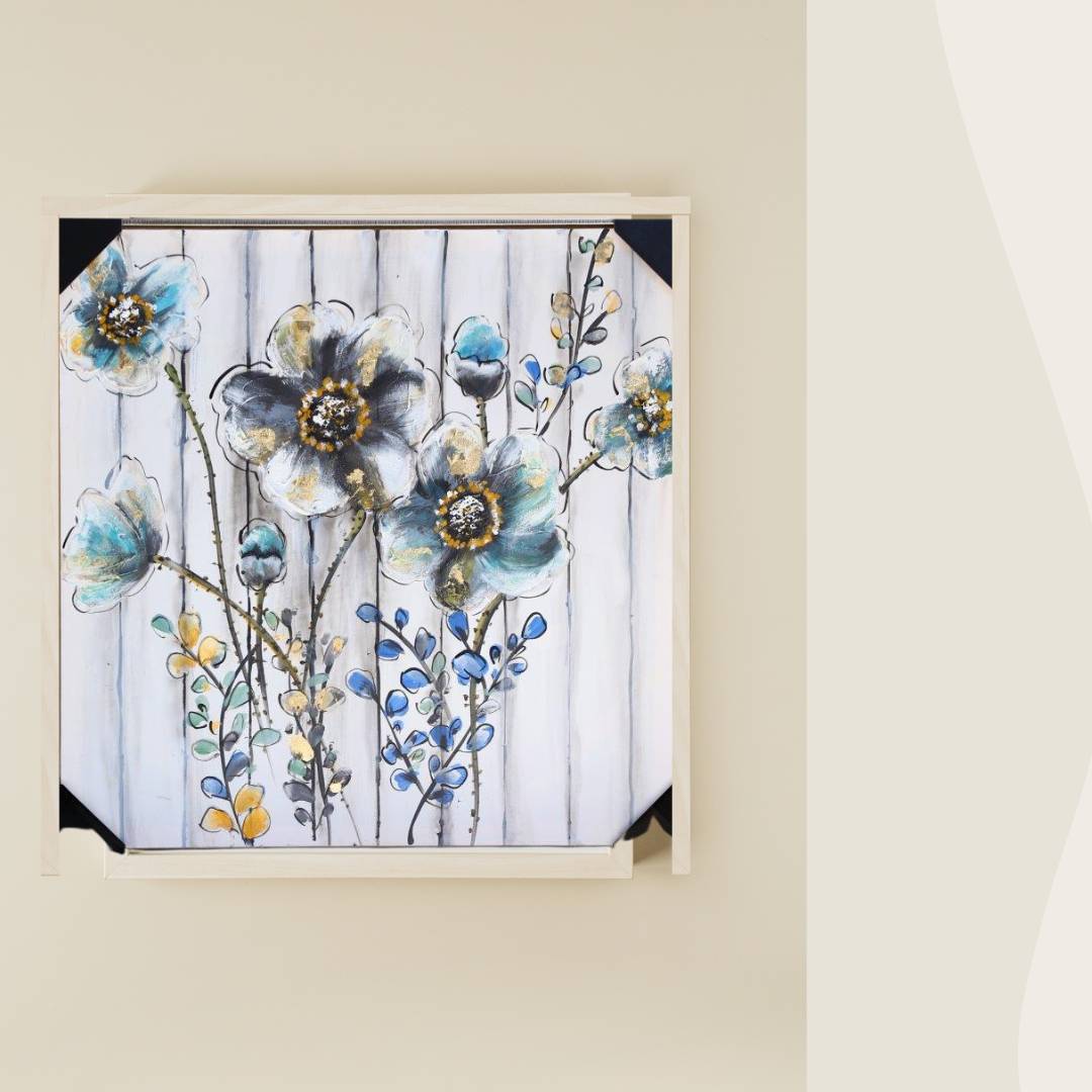 Home Decor Portrait Canvas Wall Art Abstract Colourful Floral Oil Painting PVC Frame 80*80*3.5 cm