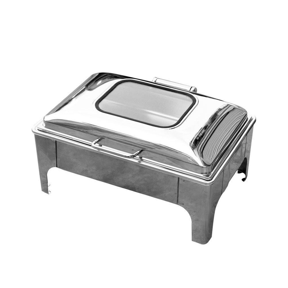 chafing dish-Stainless Steel Chafing Dish Banquet Food Warmer Glass Top Display 9 Litre-Classic Homeware & Gifts