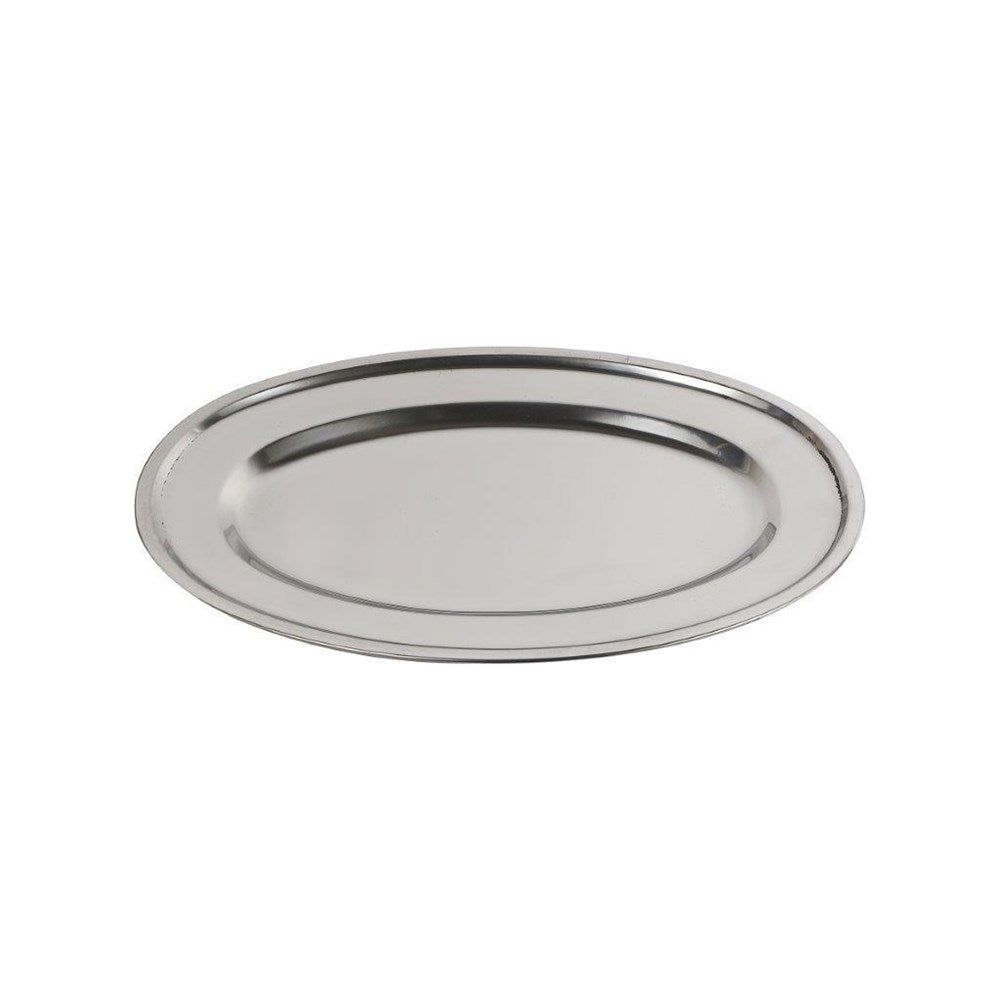 dollar store-Stainless Steel Oval Serving Plate 16 inch-Classic Homeware & Gifts