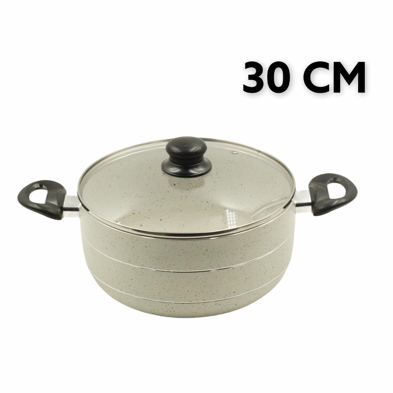 Casserole Beige Marble Coating Non Stick 4 Pcs Set 22cm 24cm 26cm 30cm 3.5mm (Must select an Option for Sizes or Set)