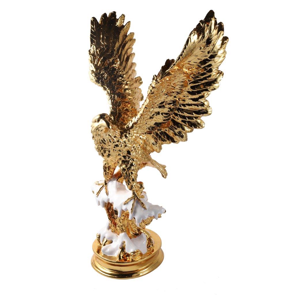 Gold Sculpture Statue Resin Figurine Eagle H70 cm