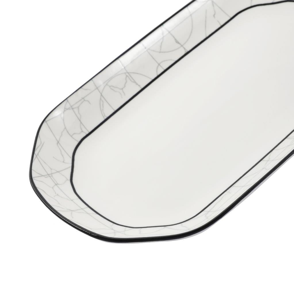 Abstract Print Ceramic Tableware Oval Serving Dish Plate 27 cm