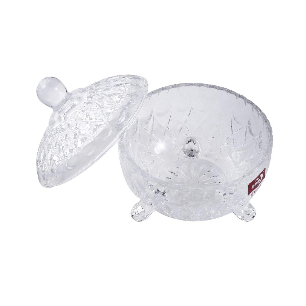 Crystal Glass Footed Sugar Bowl Candy Jar with Lid D - 10 cm ; H - 10 cm