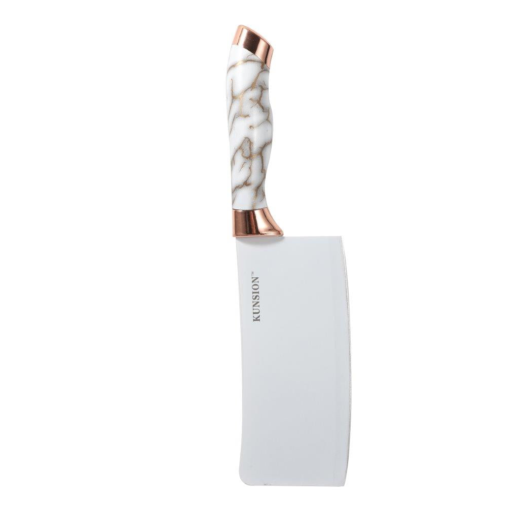 Premium Quality Stainless Steel Chef Kitchen Knife Set of 9 Pcs With Knife Stand White Marble Coating 33 cm