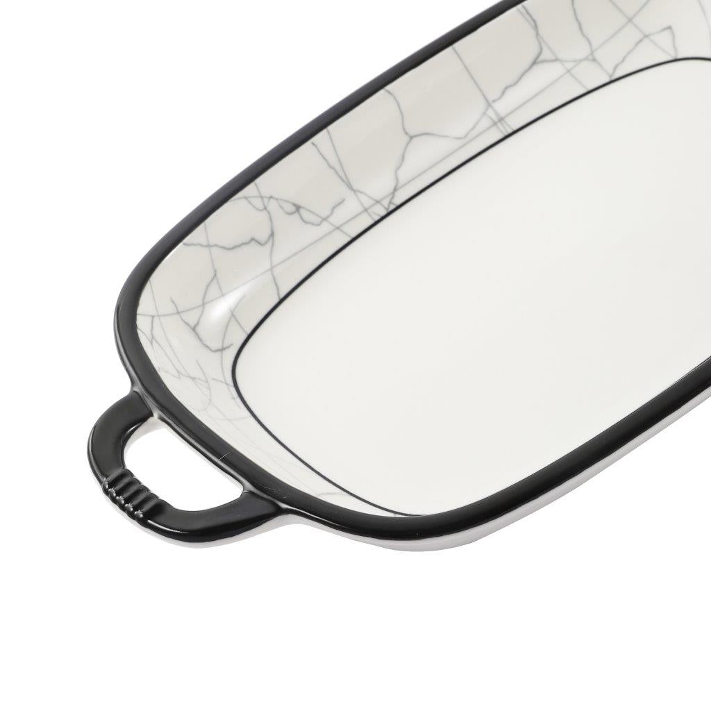 Abstract Print Ceramic Tableware Oval Serving Dish Plate 13 cm