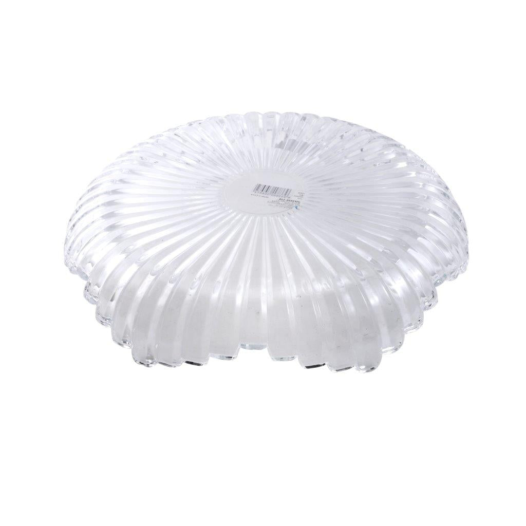 Crystal Glass Ribbed Design Round Serving Fruit Plate