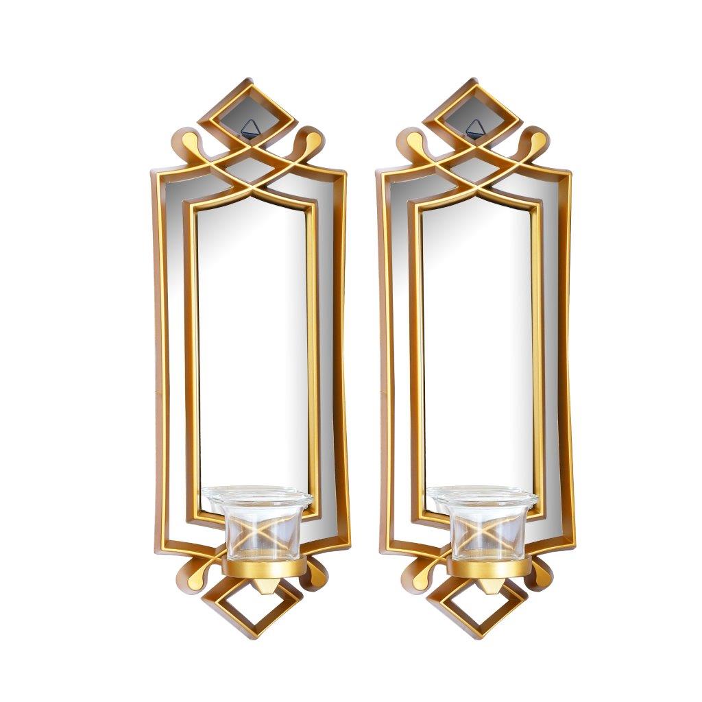 مرآة حائط ذات إطار ذهبي على شكل تجريدي فني زخرفي مقاس 26*40 سم