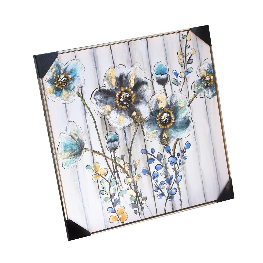 Home Decor Portrait Canvas Wall Art Abstract Colourful Floral Oil Painting PVC Frame 80*80*3.5 cm