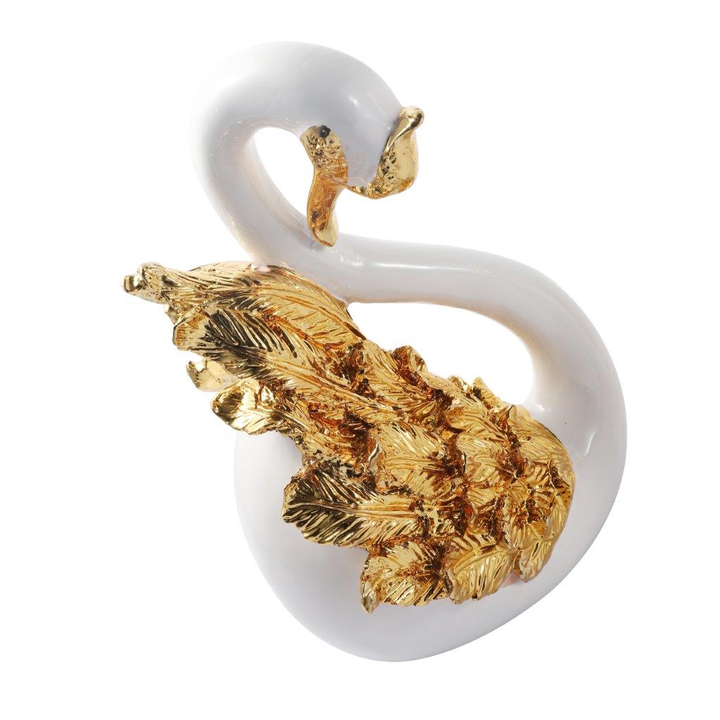 White Sculpture Statue Resin Figurine Swan 23*15*35 cm