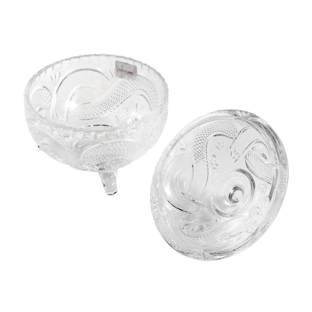 Crystal Glass Footed Sugar Bowl Candy Jar with Lid D - 10 cm ; H - 12 cm
