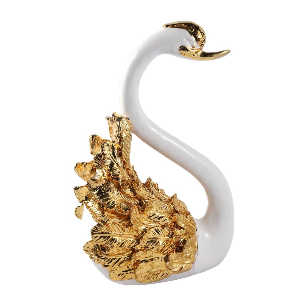 White Sculpture Statue Resin Figurine Swan 23*15*35 cm