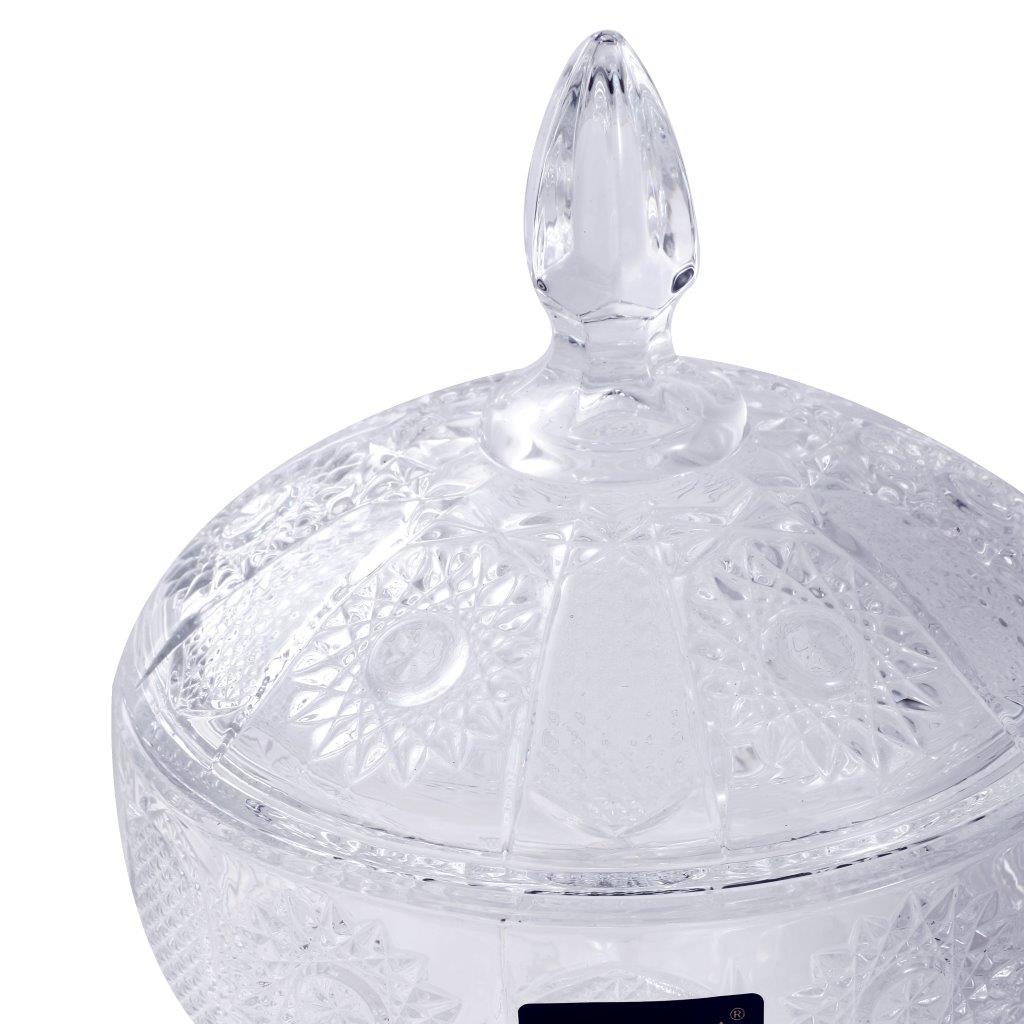 Crystal Glass Footed Fruit Bowl Candy Jar with Lid 16.2*9.7 cm
