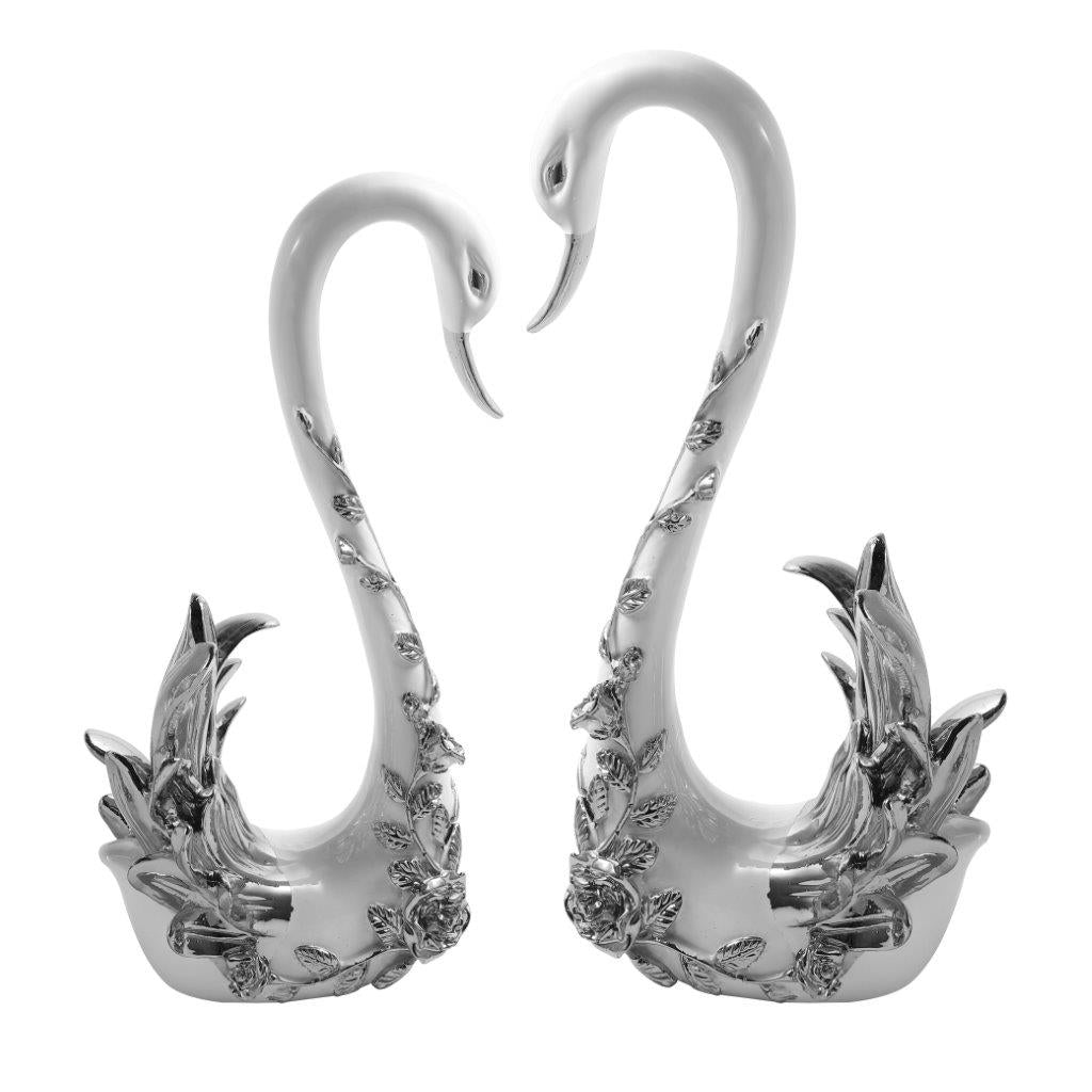 White Sculpture Statue Resin Figurine Swan 15*8*34 cm