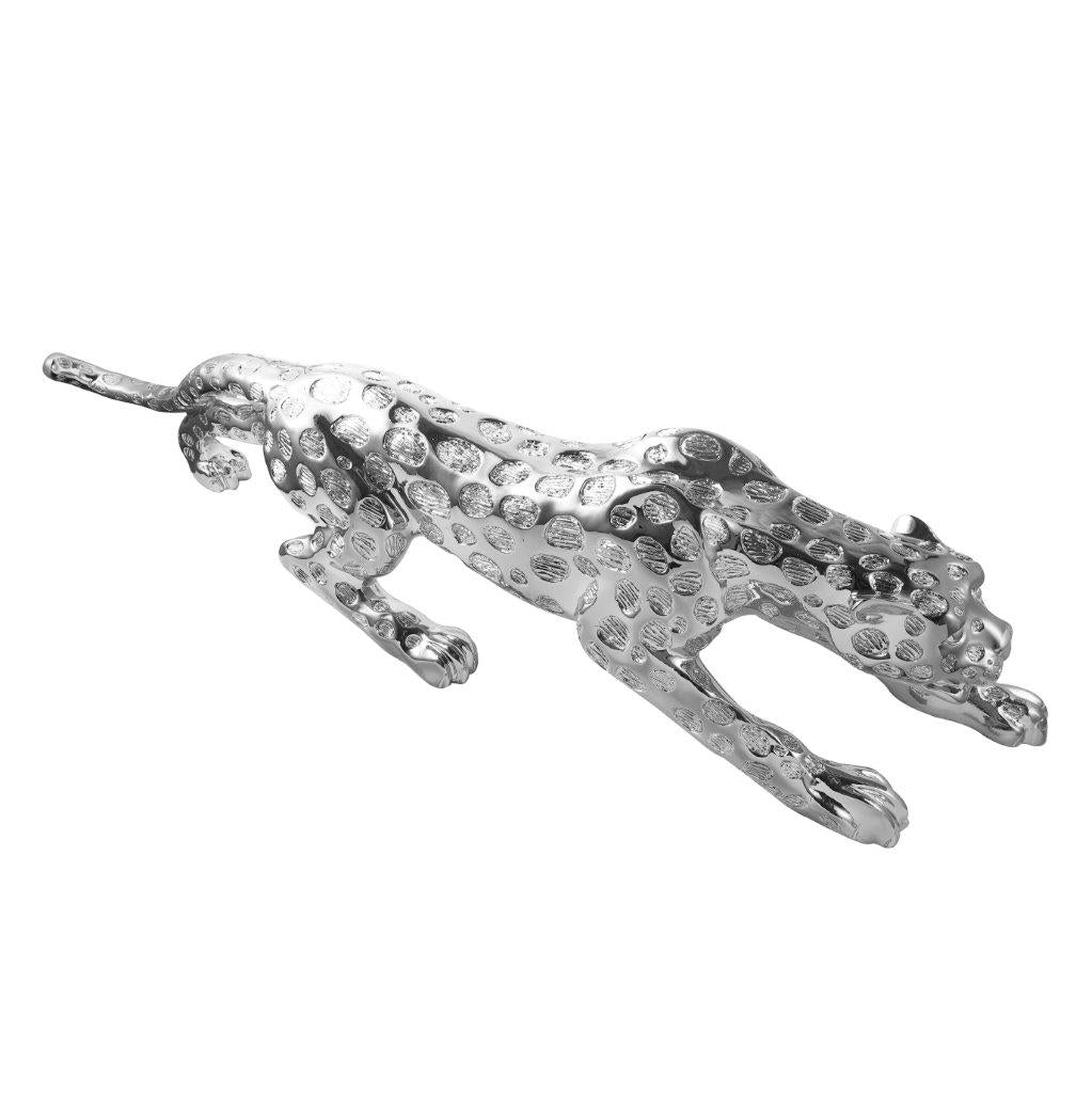 Silver Sculpture Statue Resin Figurine Cheetah 100*17*21 cm