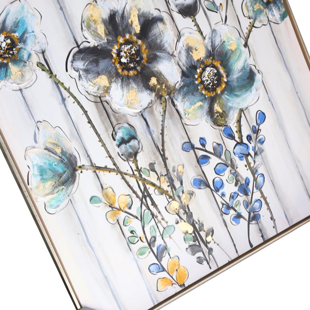 Home Decor Portrait Canvas Wall Art Abstract Colourful Floral Oil Painting PVC Frame 80*80*3.5 cm
