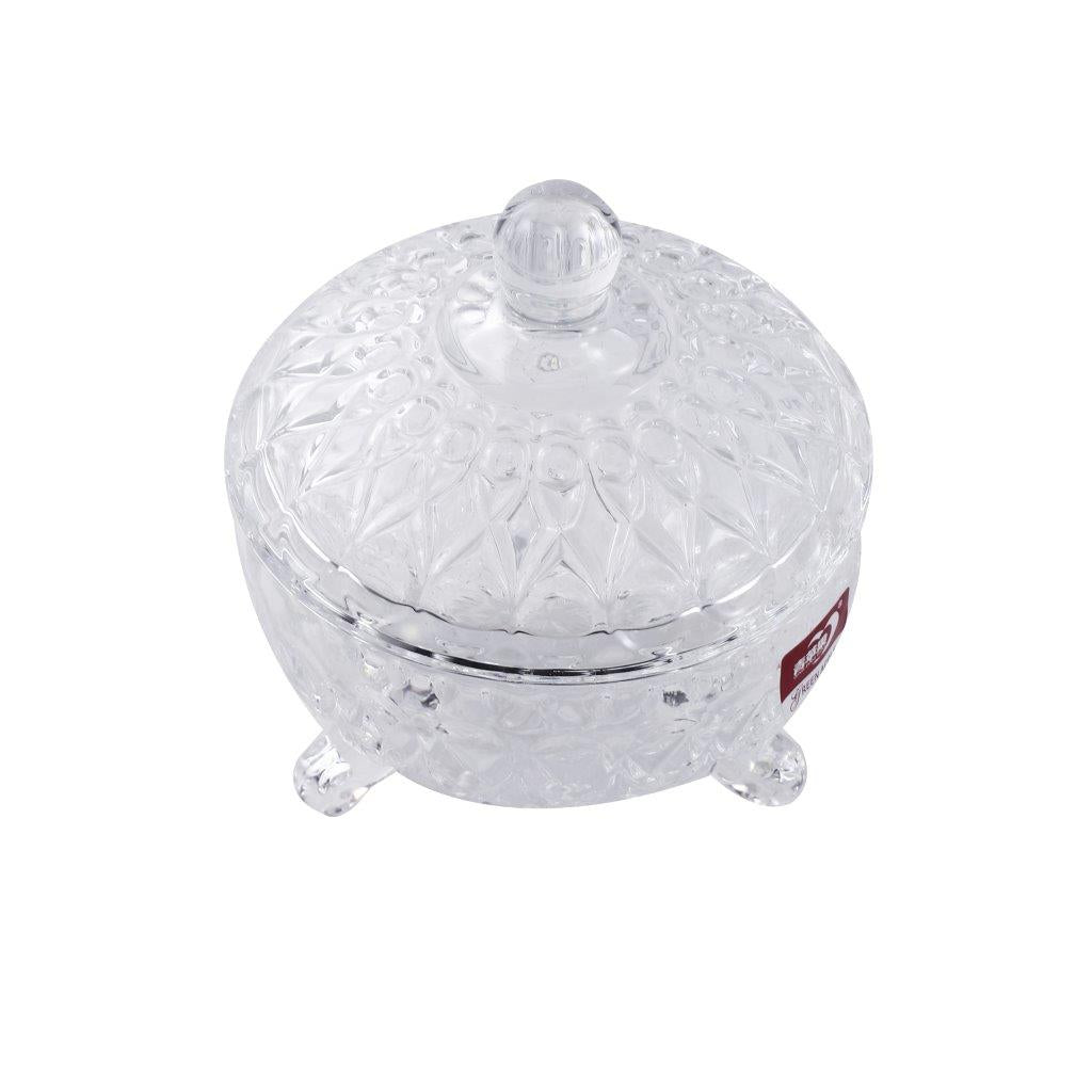 Crystal Glass Footed Sugar Bowl Candy Jar with Lid D - 10 cm ; H - 10 cm