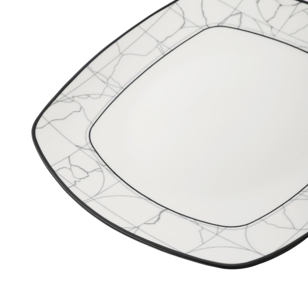 White Ceramic Abstract Print Tableware Rectangle Serving Dish Plate 10.5 cm