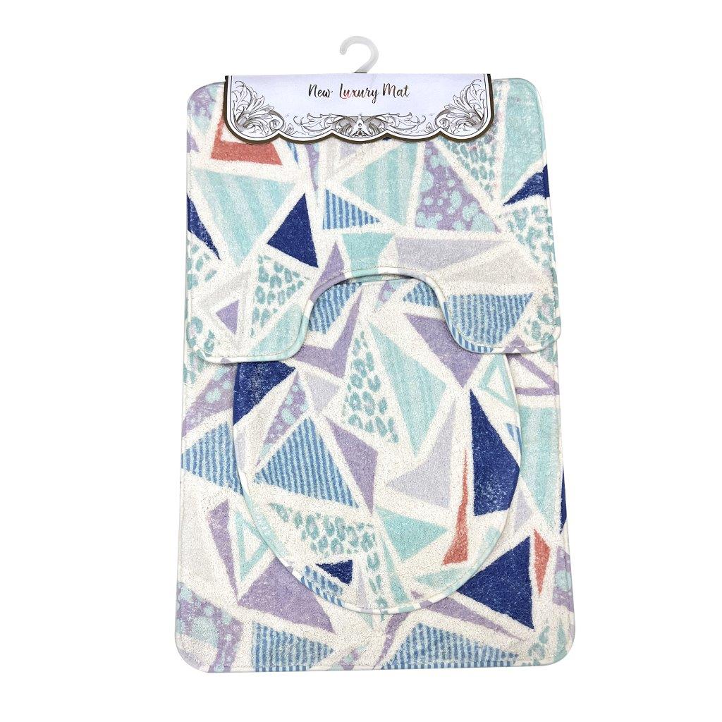 Soft Polyester Abstract Design Non Slip Water Absorbent Rectangular Bathmat Set 50*80/50*40/38*44 cm