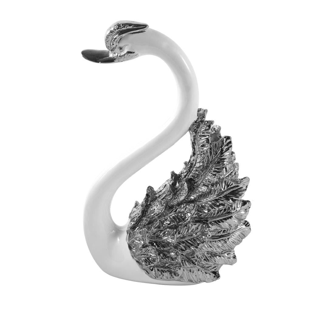 White Sculpture Statue Resin Figurine Swan 23*15*35 cm