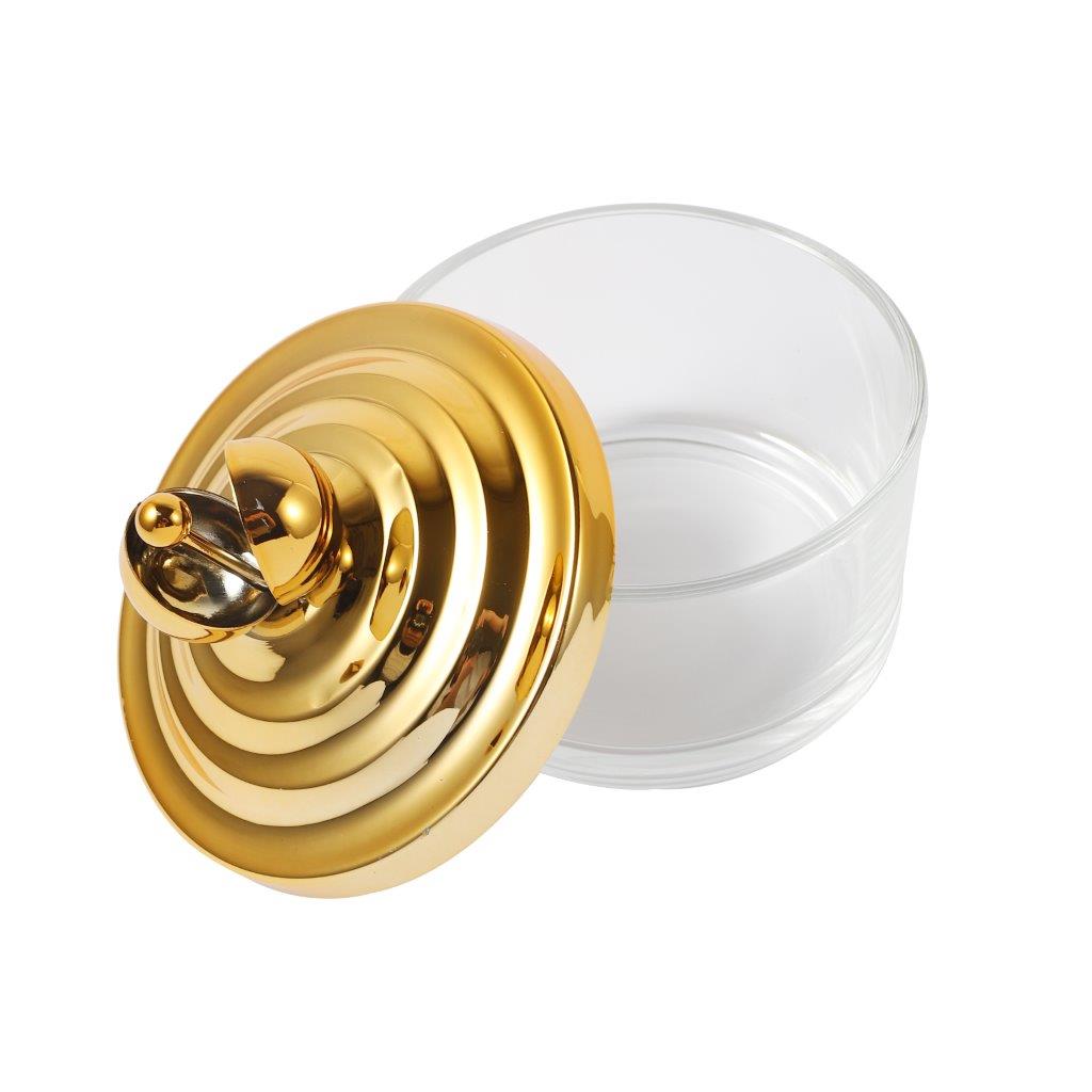 Gold Crystal Glass Candy Jar Canisters Set of 4 with Tray 27*22*12 cm