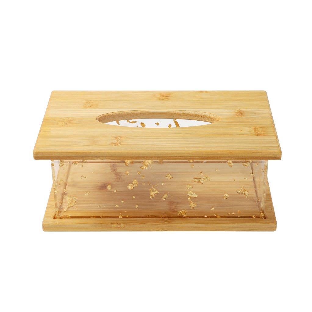 Premium Quality Abstract Design Bamboo Rectangular Tissue Box Napkin Holder 23*14*19 cm