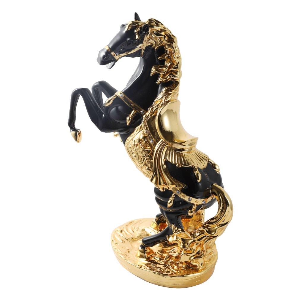 Black & Gold Sculpture Statue Resin Figurine Horse H44 cm