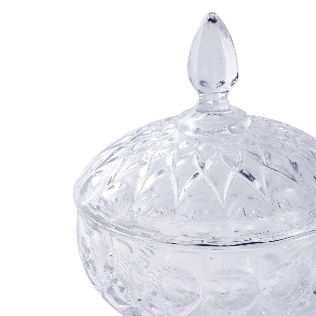 Crystal Glass Footed Fruit Bowl Candy Jar with Lid 16.2*9.7 cm