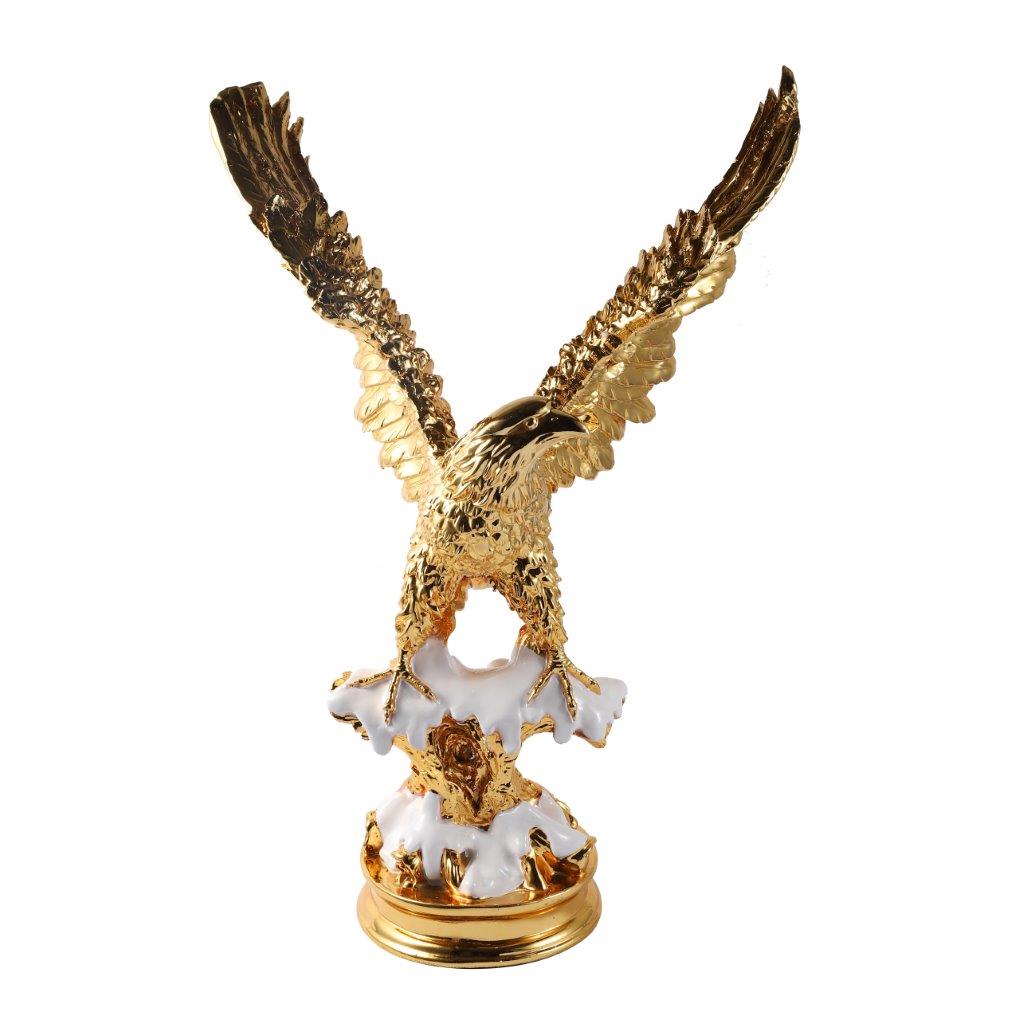 Gold Sculpture Statue Resin Figurine Eagle H70 cm