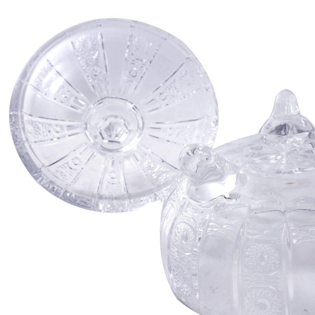 Crystal Glass Footed Sugar Bowl Candy Jar with Lid 12*14 cm