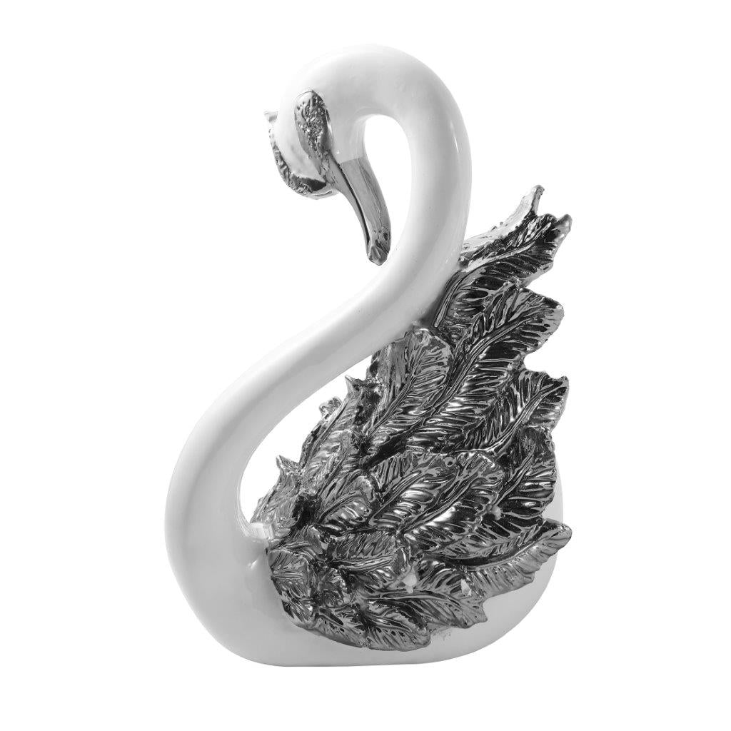 White Sculpture Statue Resin Figurine Swan 23*15*35 cm