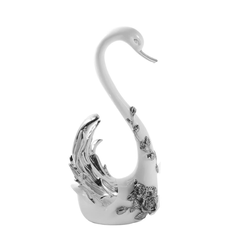 White Sculpture Statue Resin Figurine Swan 15*8*34 cm