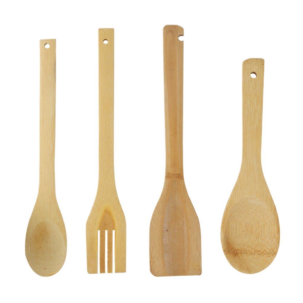 Bamboo Utensils Non Stick Spatula Set of 4 Pcs