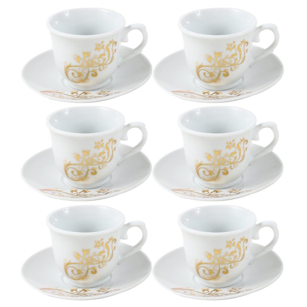 طقم فناجين قهوة سيراميك وصحن مكون من 6 قطع بتصميم مطبوع تجريدي 85 سم/11 سم