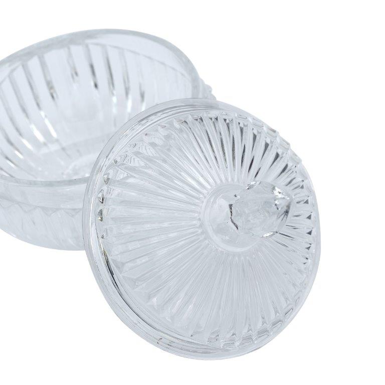 Crystal Glass Round Sugar Bowl Candy Jar with Lid