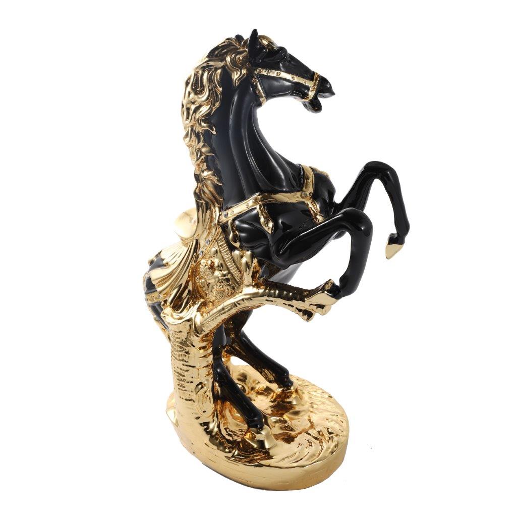 Black & Gold Sculpture Statue Resin Figurine Horse H44 cm