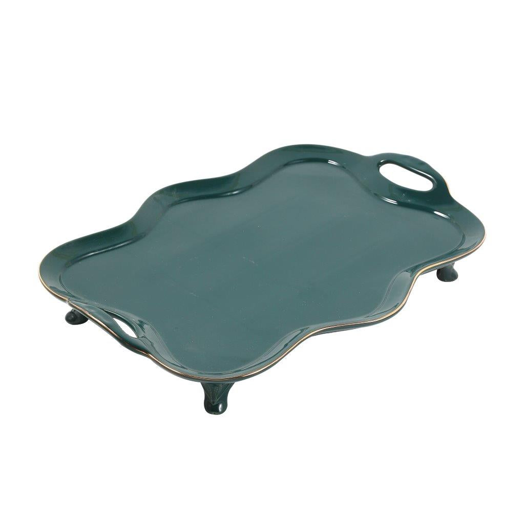 Ceramic Tea Cup and Saucer Set of 8 pcs with Teapot and Tray Turquoise Pearl Pot 1100 ml Cup 200 ml