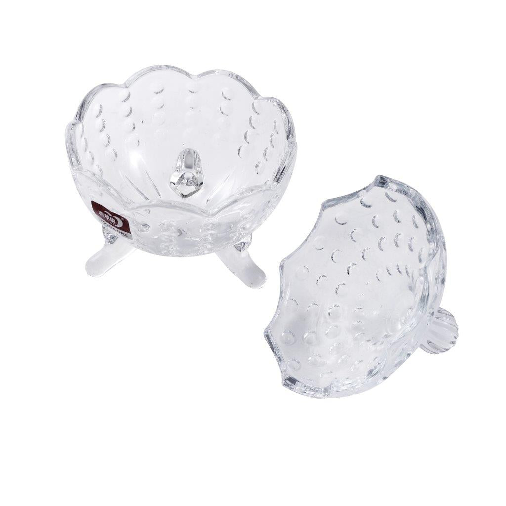 Crystal Glass Dome Shape Sugar Bowl Candy Jar with Lid D - 9 cm ; 13 - cm