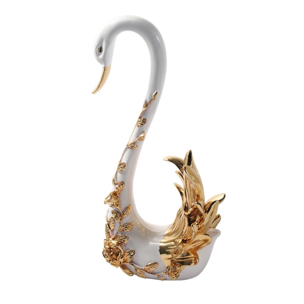 White Sculpture Statue Resin Figurine Swan 15*8*34 cm