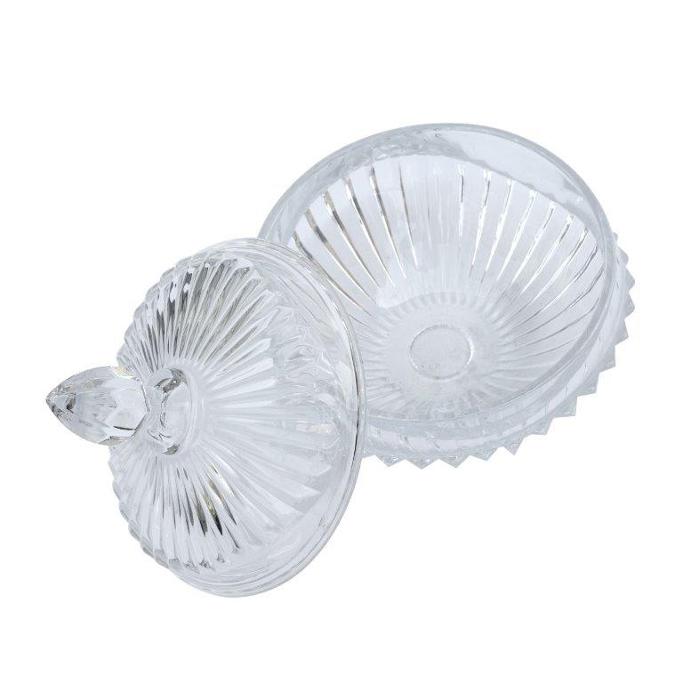 Crystal Glass Round Sugar Bowl Candy Jar with Lid