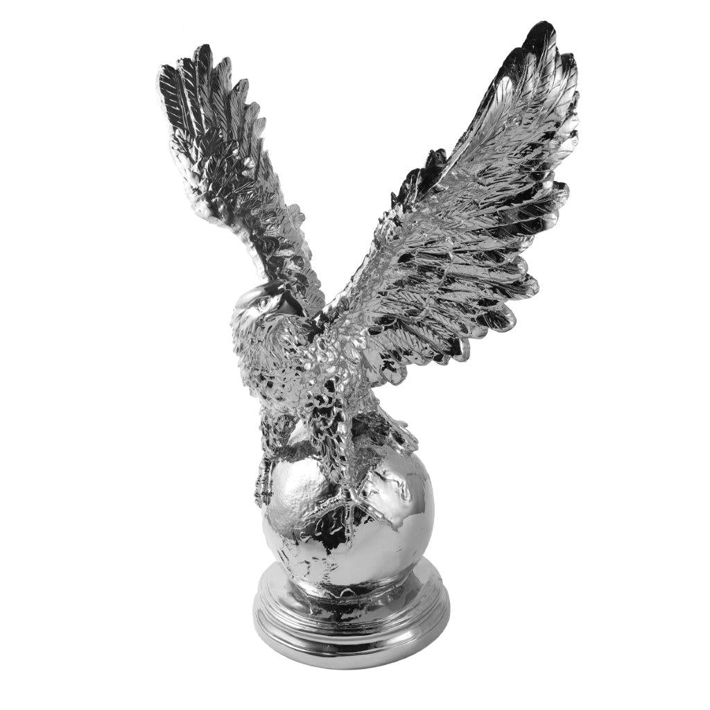 Silver Sculpture Statue Resin Figurine Eagle 47*22*62 cm